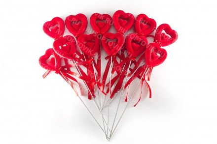 Декоративное красное сердце двойное маленькое 12 шт оптом 