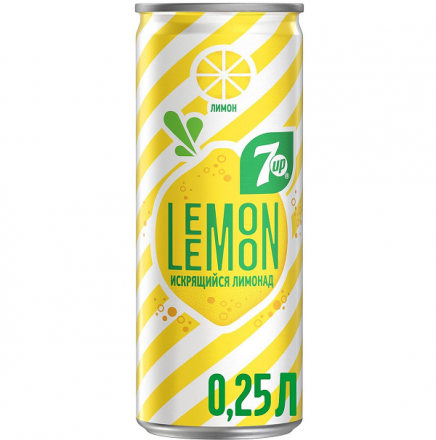 Напиток 7-UP Lemon Искрящийся лимонад 0,25 л оптом 