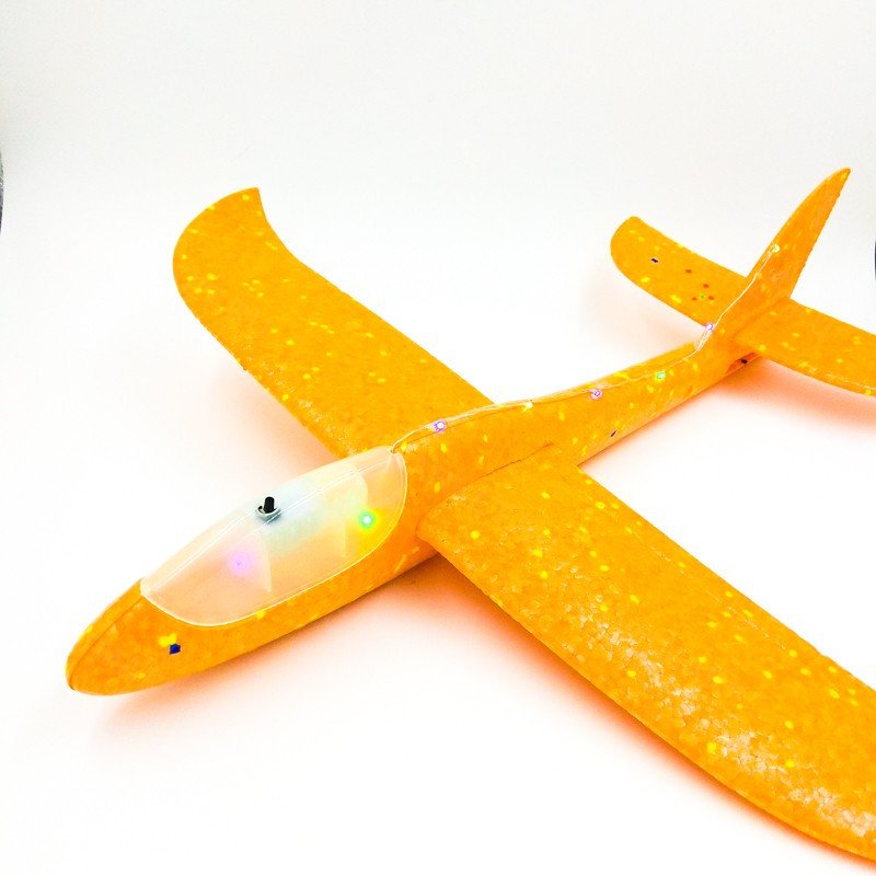 Самолет метательный планер со светящейся лентой и кабиной 48 см оптом 