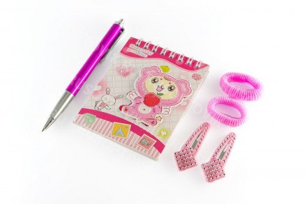 Детский набор: блокнот, ручка, заколки оптом 