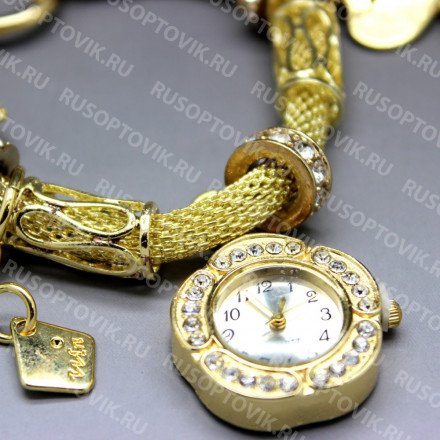 Часы Pandora на металлическом плетёном ремешке оптом 