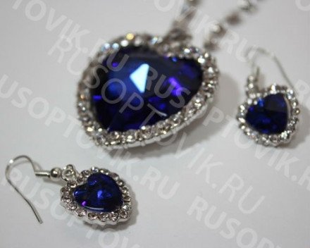 Комплект ожерелье и серьги "Сердце Океана" оптом 