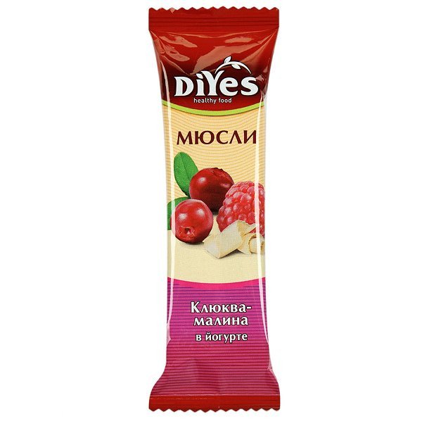 Батончик мюсли ДиYes клюква-малина в йогурте 25 г оптом 