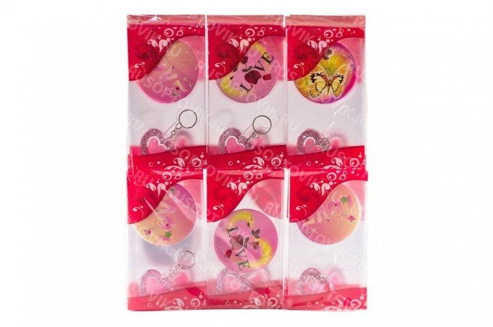 Набор зеркало и брелок-сердце оптом 