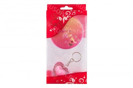 Набор зеркало и брелок-сердце оптом 