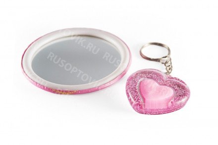 Набор зеркало и брелок-сердце оптом 