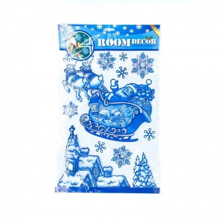 Новогодние 3D  наклейки на стекло Room Decor 50 х 30 см оптом 