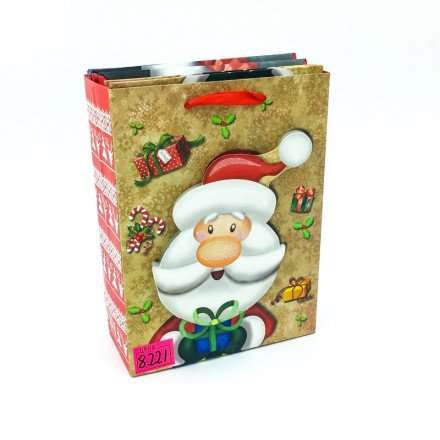 Новогодний подарочный крафт-пакет 24 х 18 см оптом 