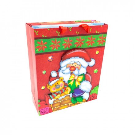 Новогодний подарочный крафт-пакет 30 х 25 см оптом 