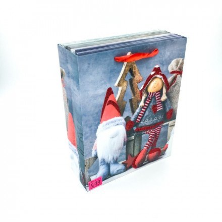 Новогодний подарочный крафт-пакет 30 х 25 см оптом 