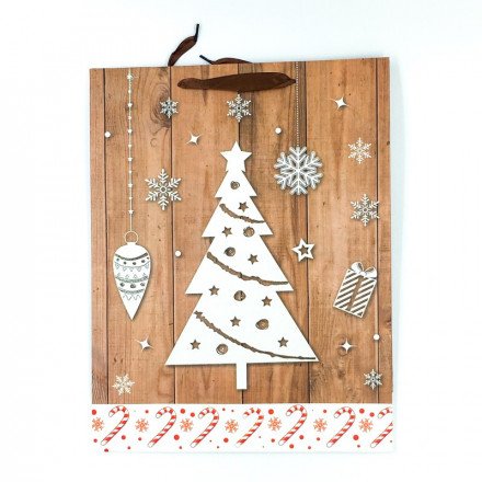 Новогодний подарочный крафт-пакет 40 х 30 см оптом 