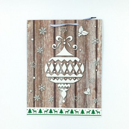 Новогодний подарочный крафт-пакет 40 х 30 см оптом 