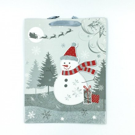 Новогодний подарочный крафт-пакет 40 х 30 см оптом 