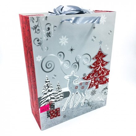 Новогодний подарочный крафт-пакет 40 х 30 см оптом 