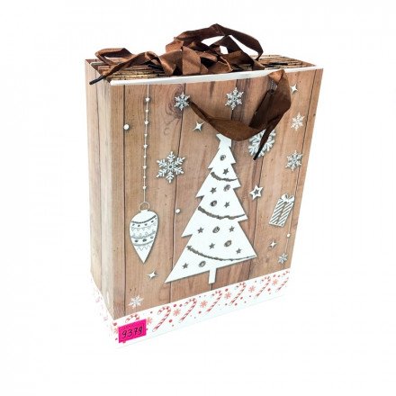 Новогодний подарочный крафт-пакет 40 х 30 см оптом 