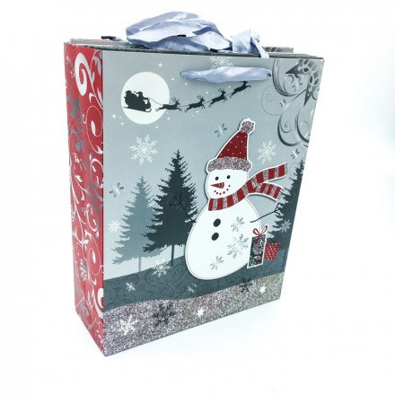 Новогодний подарочный крафт-пакет 40 х 30 см оптом 