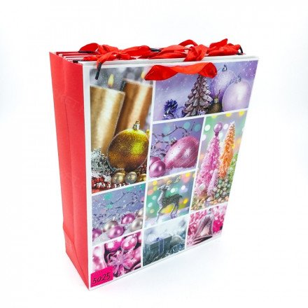 Новогодний подарочный крафт-пакет 40 х 30 см оптом 