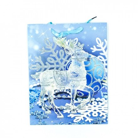 Новогодний подарочный крафт-пакет 40 х 30 см оптом 