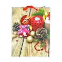 Новогодний подарочный крафт-пакет 40 х 30 см оптом