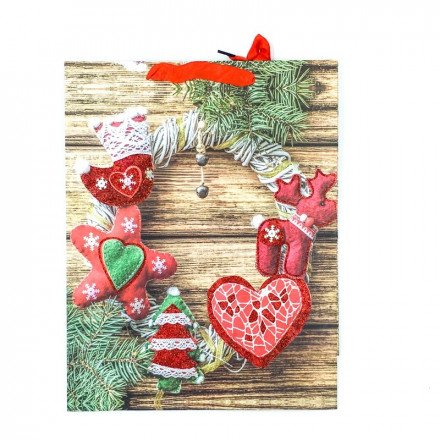 Новогодний подарочный крафт-пакет 40 х 30 см оптом 