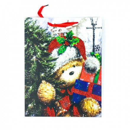 Новогодний подарочный крафт-пакет 40 х 30 см оптом 