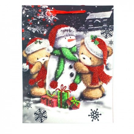 Новогодний подарочный крафт-пакет 40 х 30 см оптом 