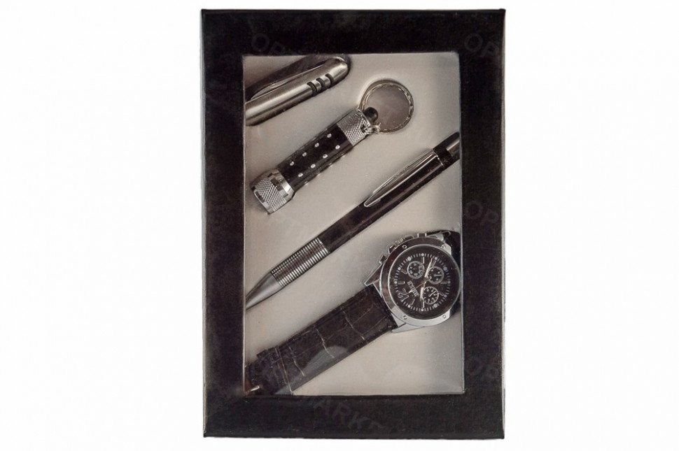 Набор: часы, фонарик, ножницы, ручка оптом Набор: часы, фонарик, ножницы, ручка оптом