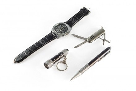 Набор: часы, фонарик, ножницы, ручка оптом 