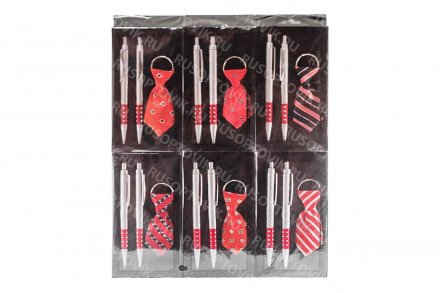 Подарочный набор: 2  ручки, брелок-галстук оптом 