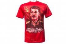 Футболка красная «Наше дело правое! Победа будет за нами!» оптом