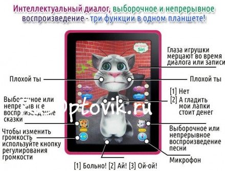 Детский интерактивный 3D планшет &quot;Кот Том&quot; оптом 