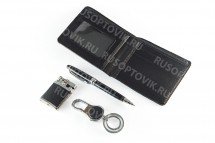 Подарочный набор: бумажник, ручка, зажигалка, брелок оптом