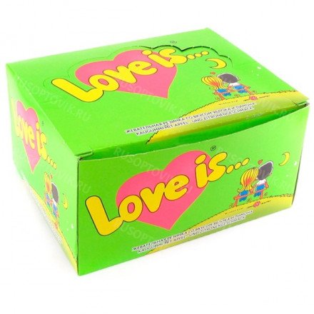 Блок жвачек Love is — &quot;Яблоко-Лимон&quot; (блок 100 шт) оптом 
