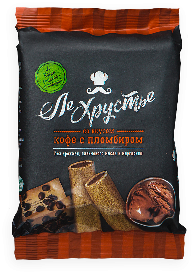 Полоски кондитерские ЛеХрустье со вкусом кофе с пломбиром 100 г оптом 