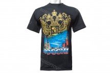 Футболка Герб России на фоне кремля оптом