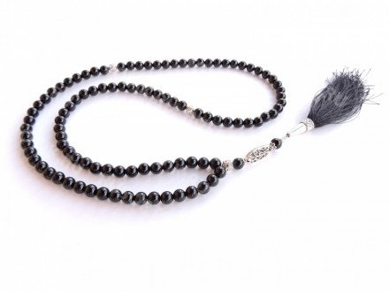 Чётки 99 бусин и браслет из чёрного агата (комплект ) оптом 