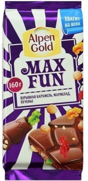 Шоколад Alpen Gold Max Fun Взрывная карамель 160г оптом 