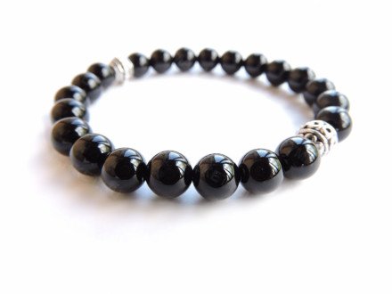 Браслет из чёрного агата оптом 