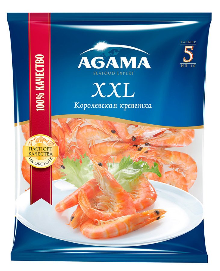 Креветки Agama XXL королевские варено-мороженые 850 г оптом 