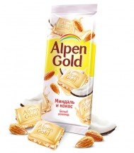 Alpen Gold шоколад белый с миндалем и кокосовой стружкой, 90 г оптом