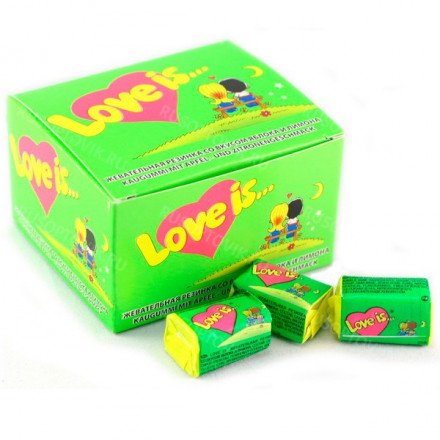 Жвачка Love is — яблоко-лимон, блок 20 шт оптом 