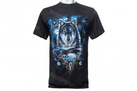 Футболка волк звезды, стая, снег оптом 