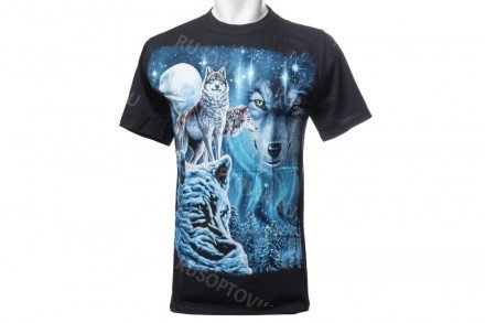 Футболка волк на горе лес оптом 