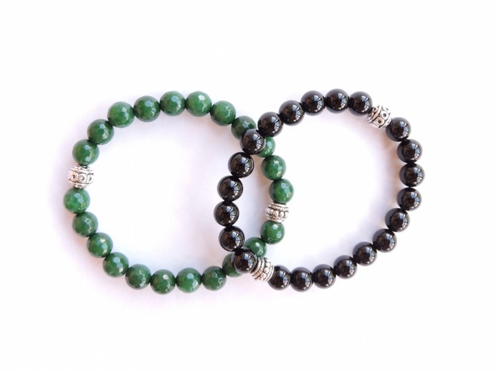 Два браслета из натурального камня (комплект) оптом 