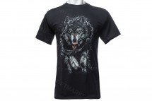 Футболка волк с оскалом в броске «Wild power» оптом