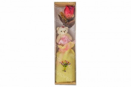 Полотенце с медведем и розой оптом 