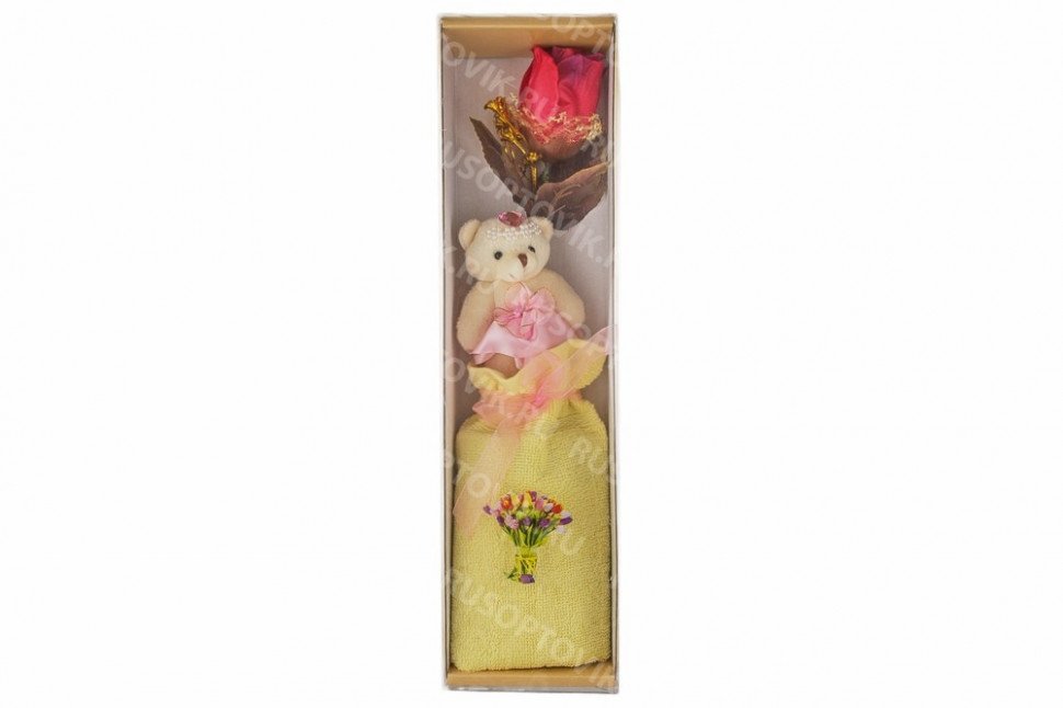 Полотенце с медведем и розой оптом 