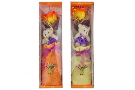 Полотенце с медведем и розой оптом 