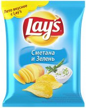Чипсы Lays Сметана и Зелень 150г оптом