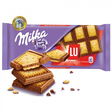 Milka шоколад молочный с печеньем Lu, 87 г оптом 